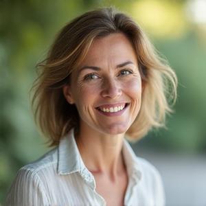 Portrait apaisant de Madame Sylvie Leclerc, spécialiste en psychologie du bien-être.