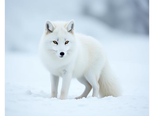 Renard arctique dans la neige, son pelage blanc se fondant dans l'environnement glacé