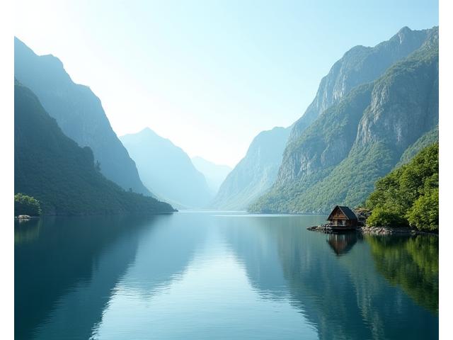 Paysage majestueux de la Scandinavie avec un lac et des montagnes enneigées