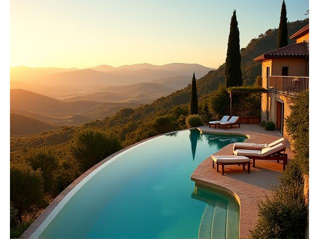 Villa de luxe isolée en Toscane avec piscine et vue panoramique.