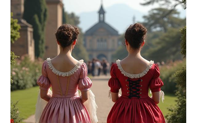 Personnes vêtues de costumes fidèles à une époque ou un film précis, participant à une reconstitution de scène.