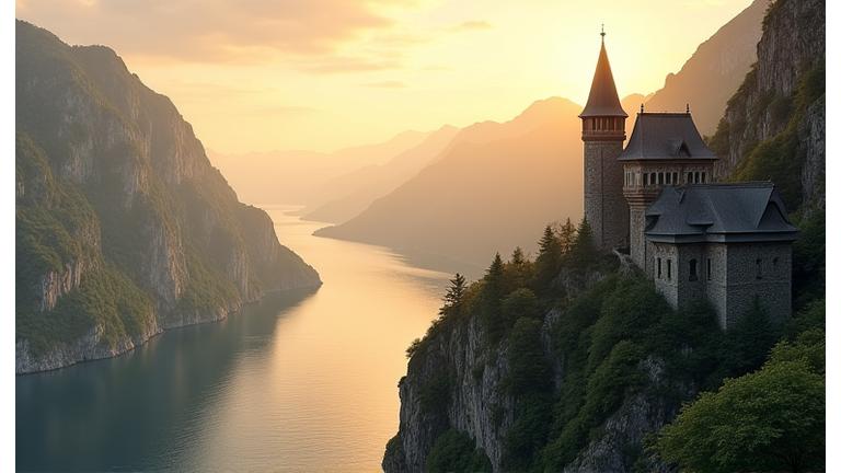 Image du lieu de tournage réel, par exemple les paysages grandioses de Nouvelle-Zélande pour Le Seigneur des Anneaux ou les rues médiévales de Dubrovnik pour Game of Thrones.