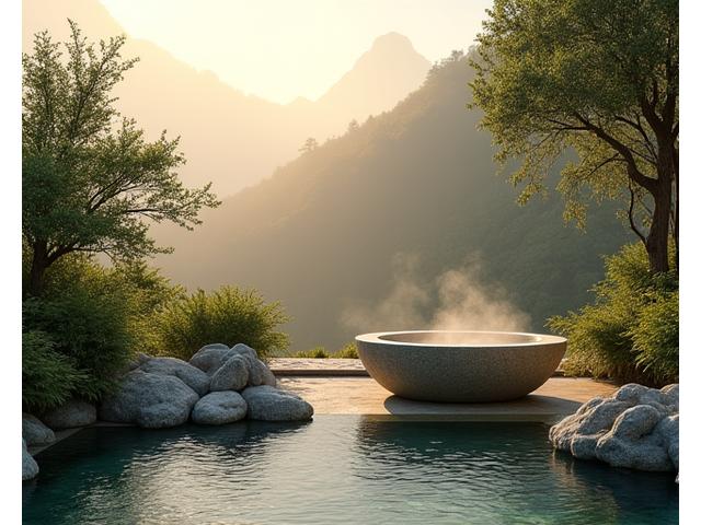 Spa wellness extérieur au milieu de la nature d'un resort éco-luxe